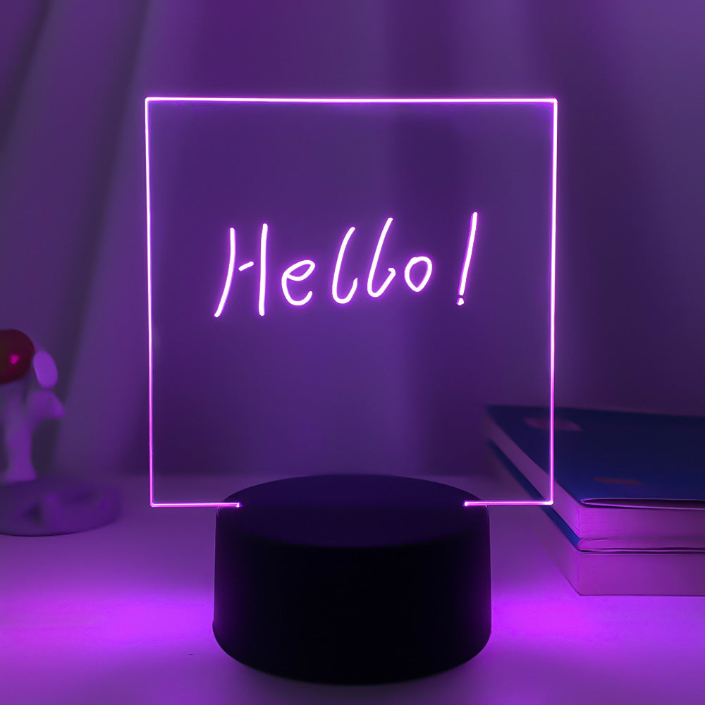 3D Small Night Decoration Transparent Message Board Memo Acrylic Lamp