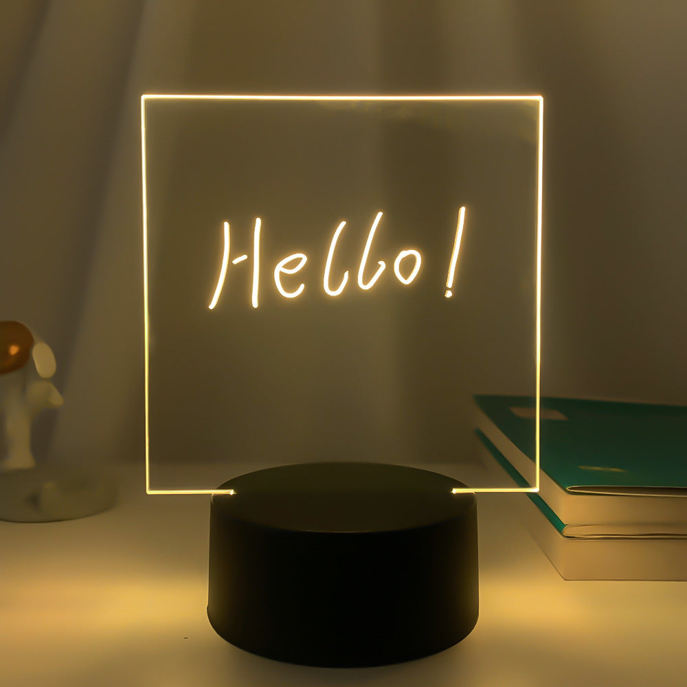 3D Small Night Decoration Transparent Message Board Memo Acrylic Lamp