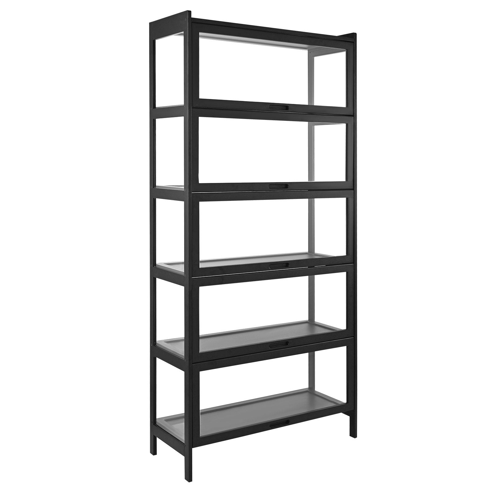 Display Cabinet With Acrylic Doors, 68 In Tall 5-Tier Curio Cabinet, Natural Wooden Fame, Collectibles Toy Organizers Rack & Display Case, Bookshelf For Home, Office, Playroom, Living Room
