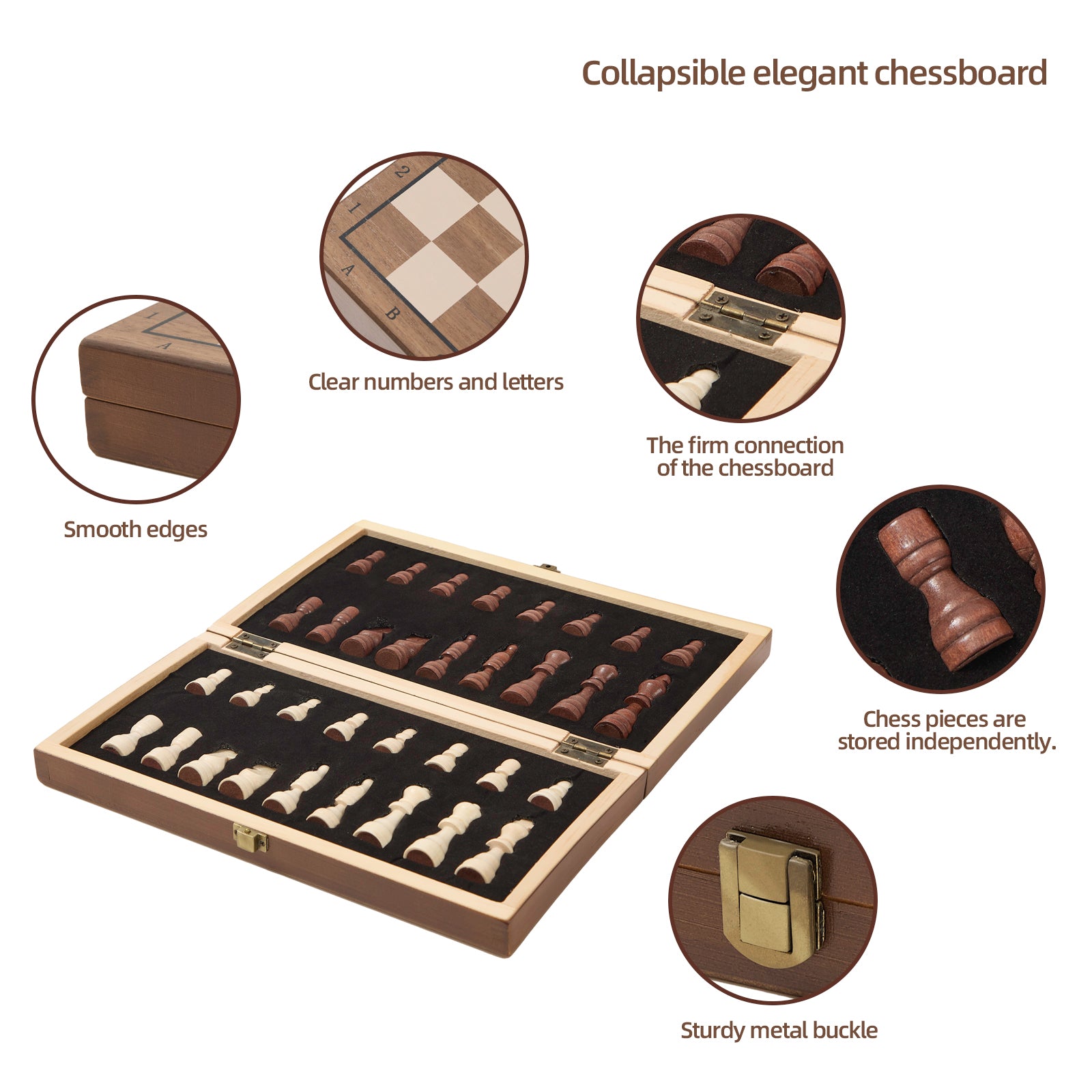 Chess Set,29x29cm Wooden Chess Board Set,Portable Travel Chess Set,Folding Chess Board With Magnetic Chess Pieces And Storage Slots,Traditional Chess Board Games For Kids Adults