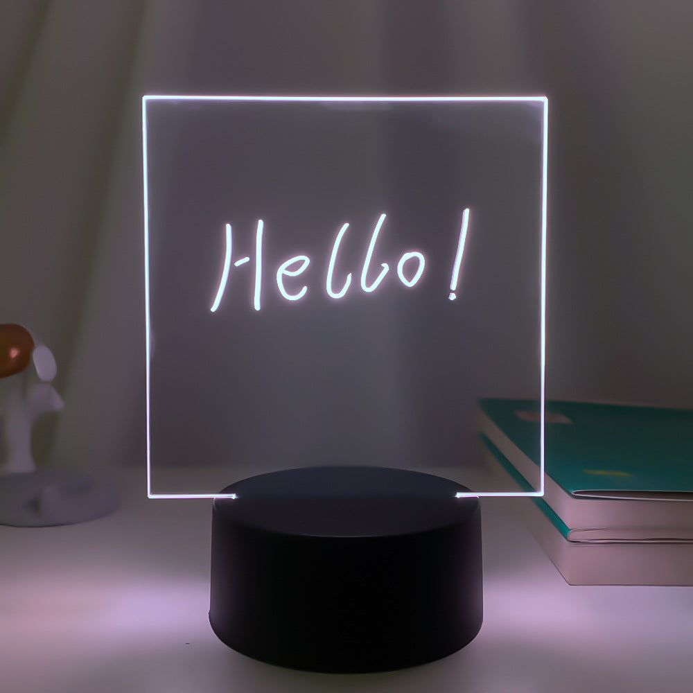 3D Small Night Decoration Transparent Message Board Memo Acrylic Lamp